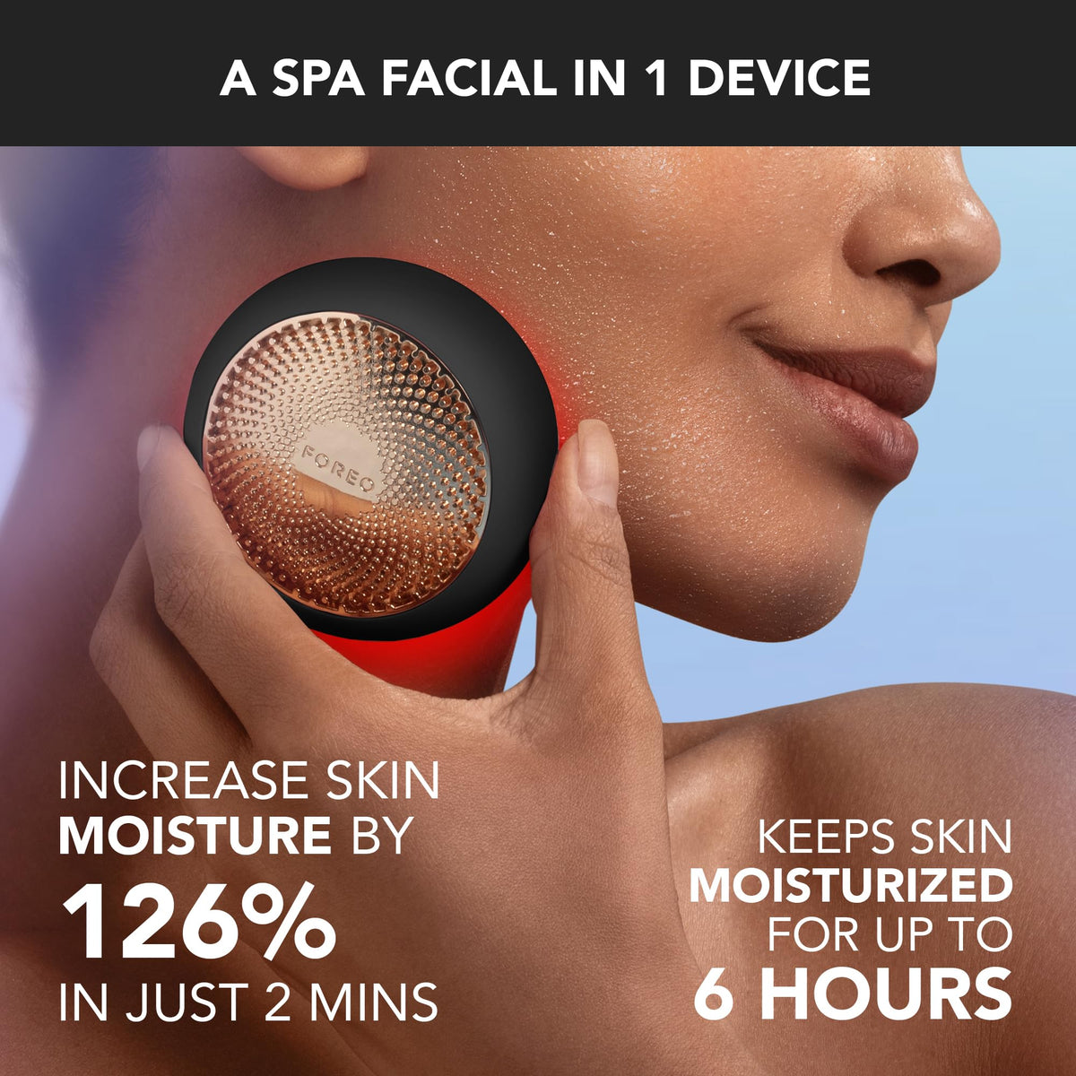 FOREO UFO 3 Deep Face Moisturiser black model side view