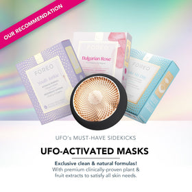 FOREO UFO 3 Deep Face Moisturiser in use with face mask