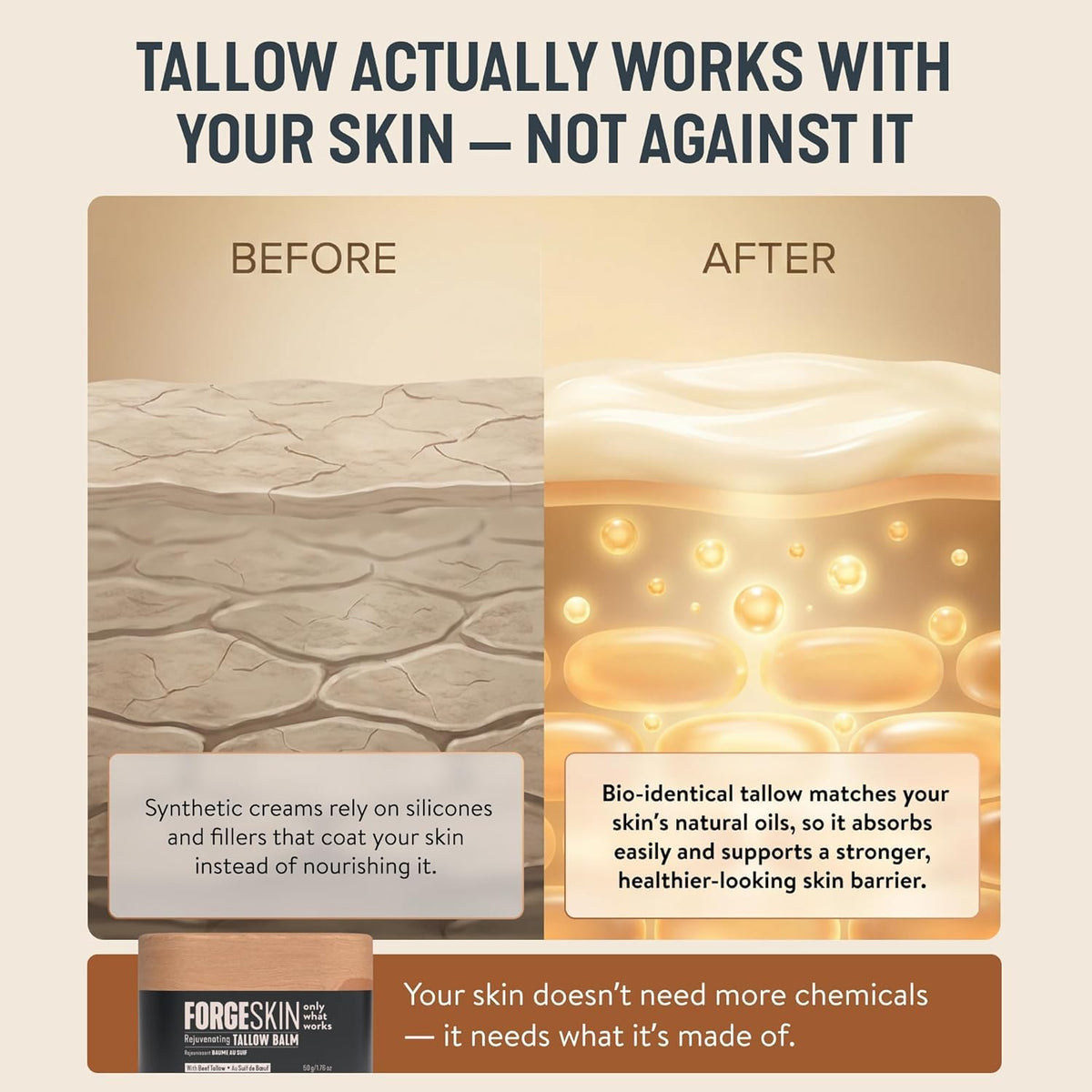 Forge Skin Beef Tallow Balm with essential oils