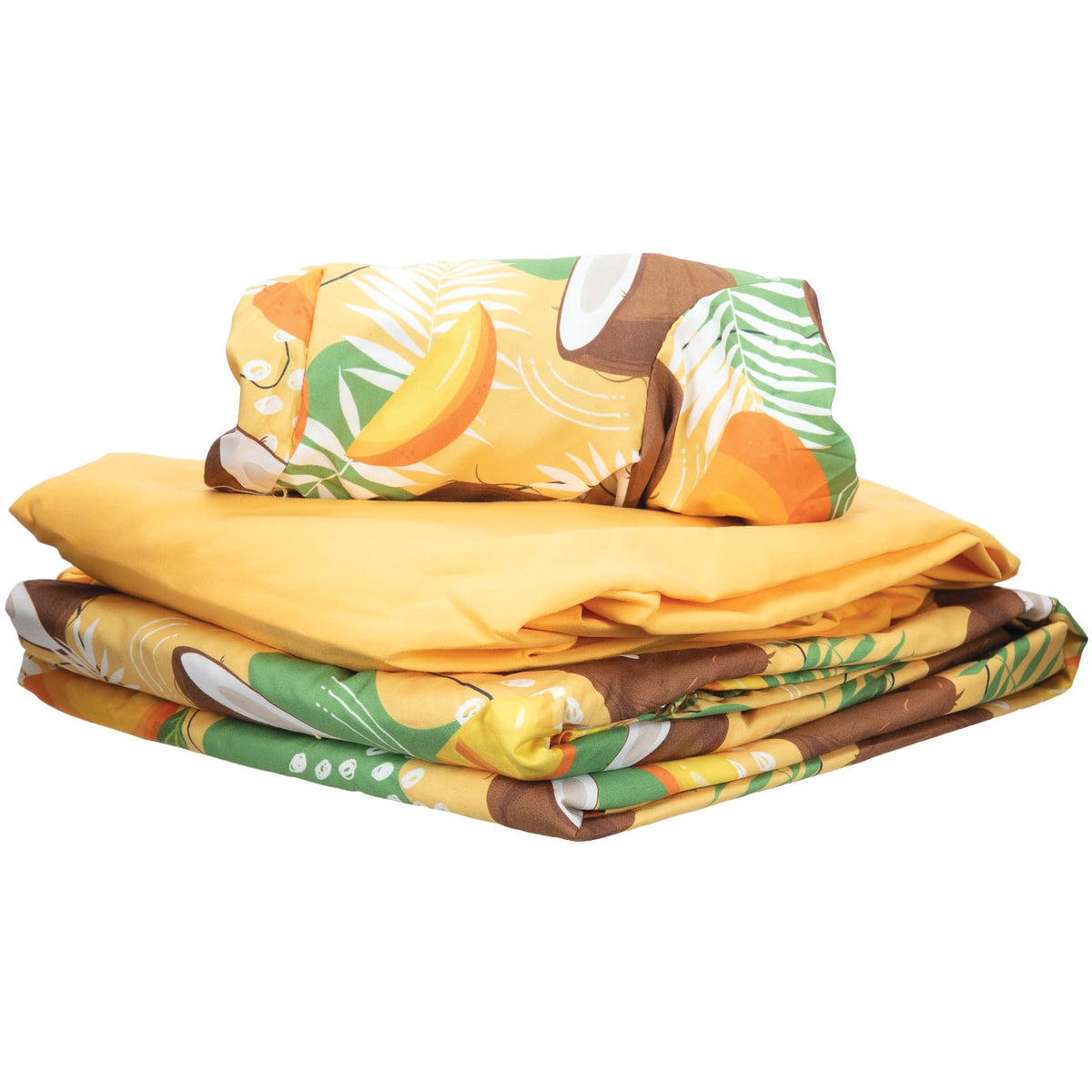 ForPro Coco Mango patterned flat sheet laid out on a massage table