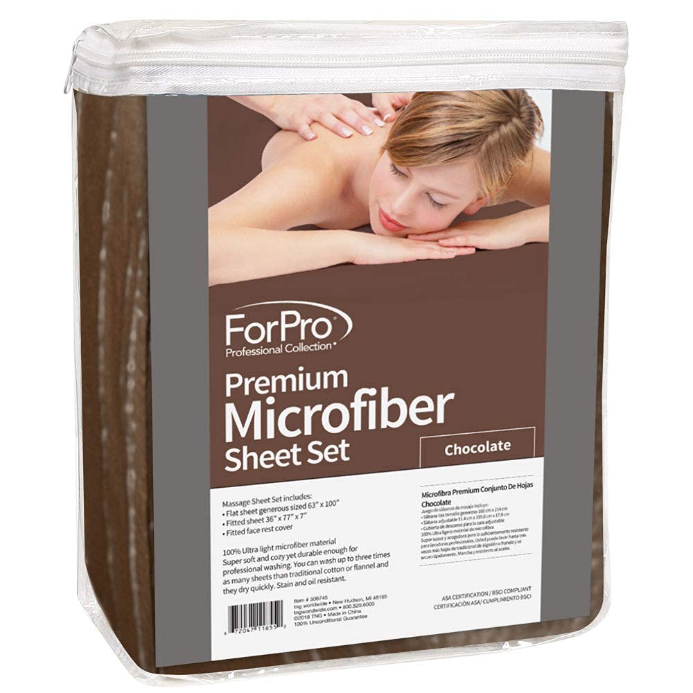 ForPro Microfiber Massage fitted sheet chocolate side view