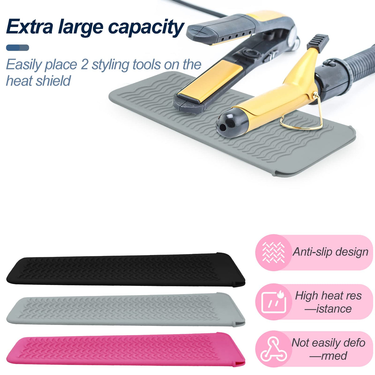 Fouews Silicone Heat Resistant Mat Pouch with curling iron inside