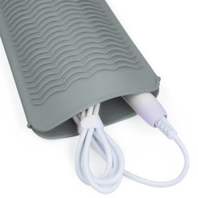 Fouews Silicone Heat Resistant Mat Pouch with hair straightener on top