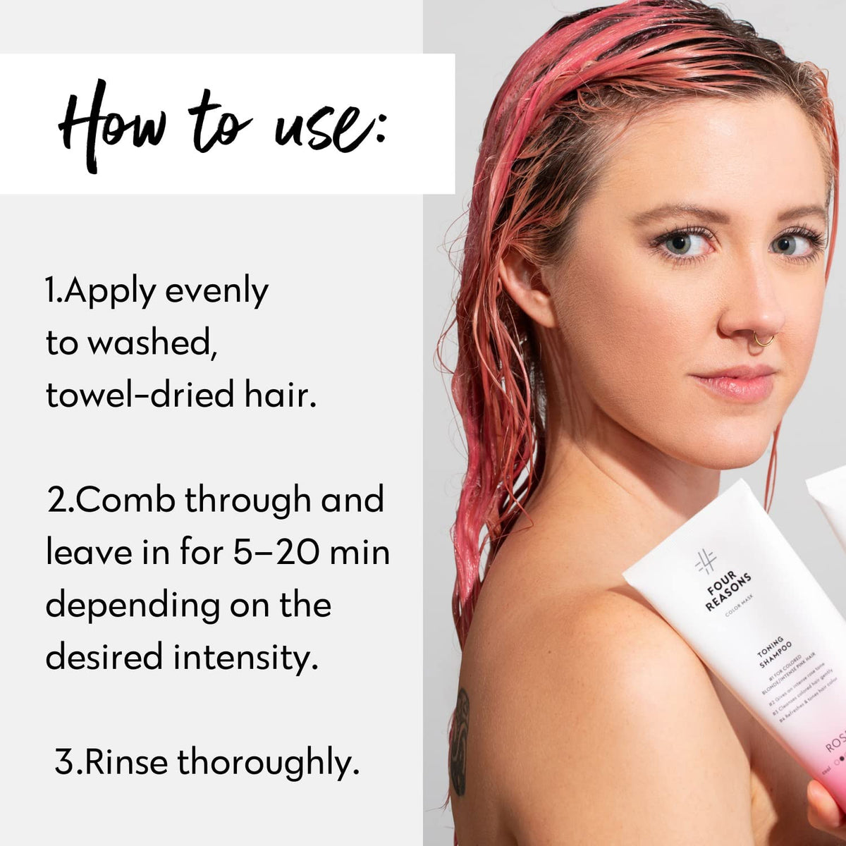 FOUR REASONS Color Mask Rose Pink vibrant colour result