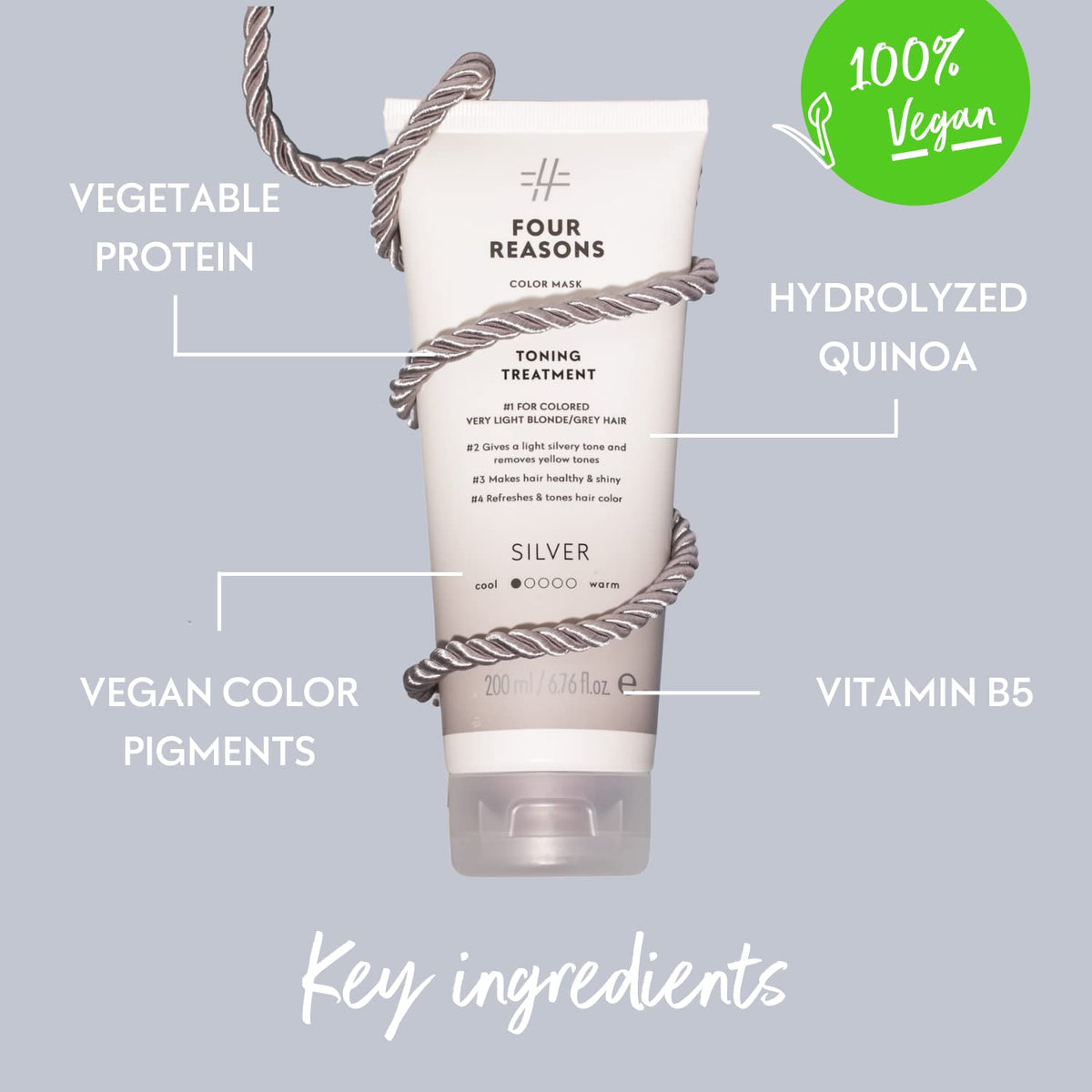FOUR REASONS Colour Mask Silver back view with ingredients