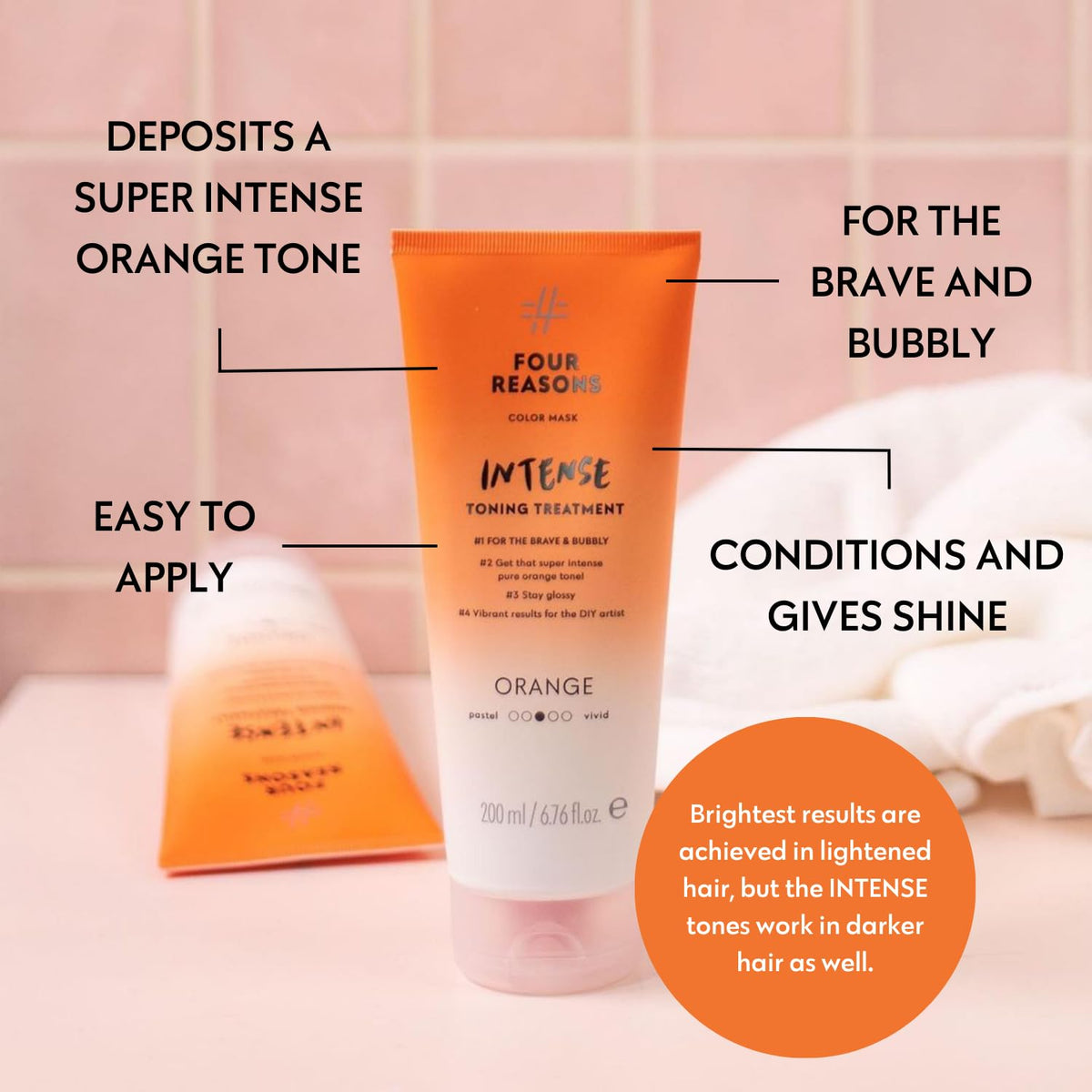 FOUR REASONS INTENSE Orange Color Mask texture close-up