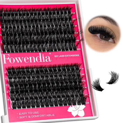 Fowendia Lash Clusters front view with 10-18mm lengths