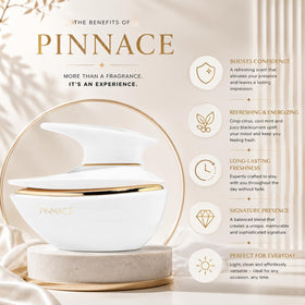 Fragrance World Pinnace EDP 100ml placed on a vanity with accessories