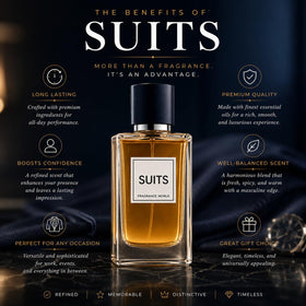 Fragrance World Suits Eau de Parfum in lifestyle setting