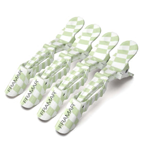 FRAMAR Alligator Clips pack of 4 checkered hair clips front view