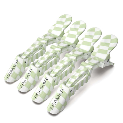 FRAMAR Alligator Clips pack of 4 checkered hair clips front view