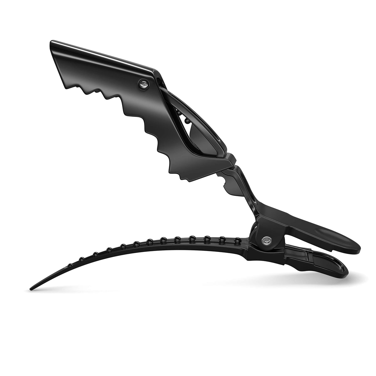 FRAMAR Black Alligator Clip in use holding thick hair