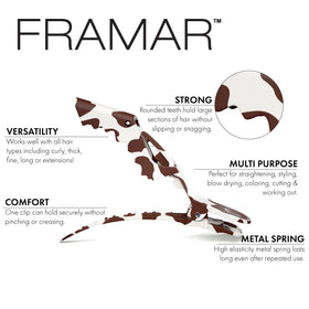 FRAMAR Cow Print Alligator Clip close-up showing texture