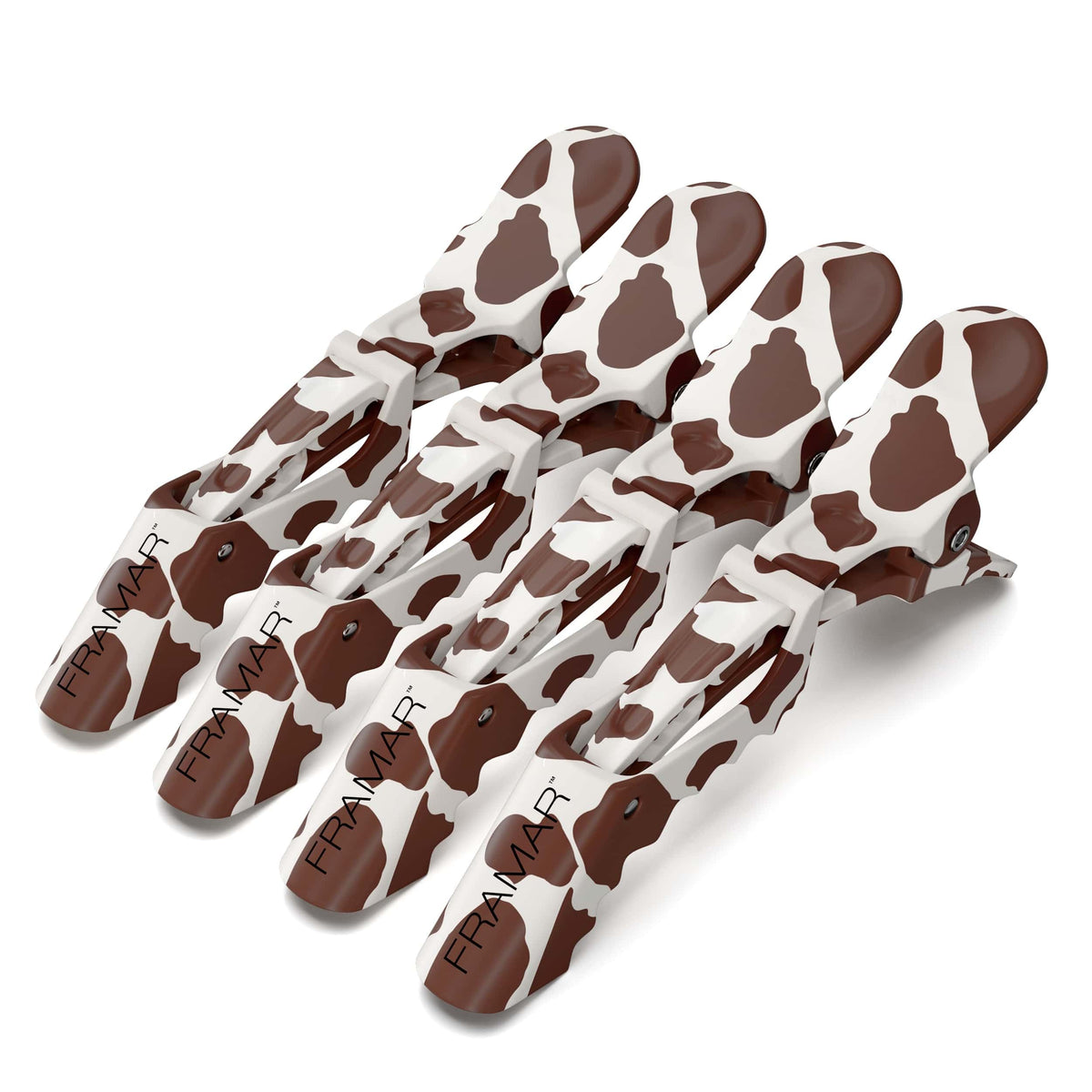 FRAMAR Cow Print Alligator Clips pack front view
