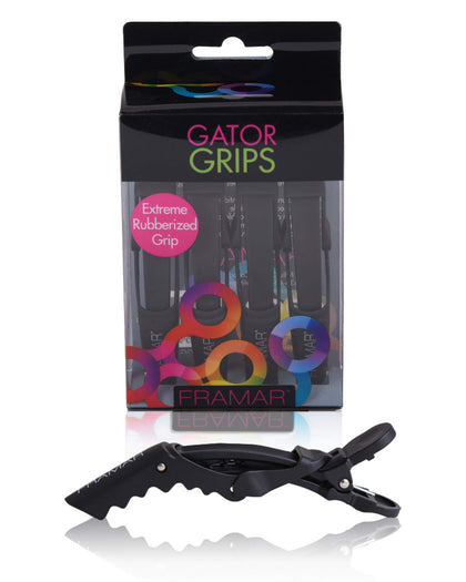 FRAMAR Gator Grips Black Hair Clips front view