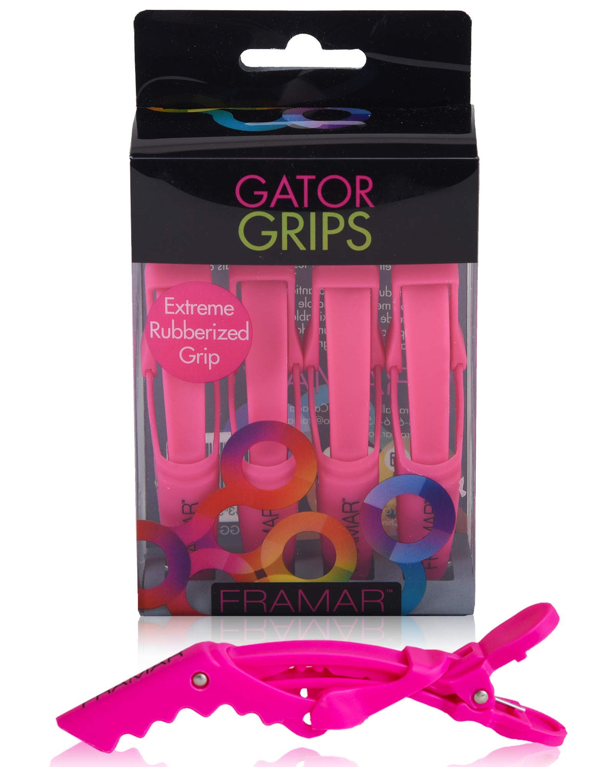 FRAMAR Gator Grips Pink Styling Hair Clips front view