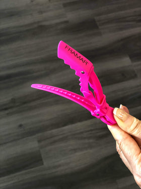 FRAMAR Gator Grips Pink Styling Hair Clips with hair styling tools