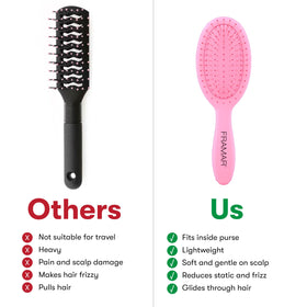 FRAMAR Mini Hair Brush Detangler close-up of bristles