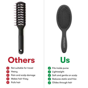 FRAMAR Mini Hair Brush Detangler on a bathroom counter