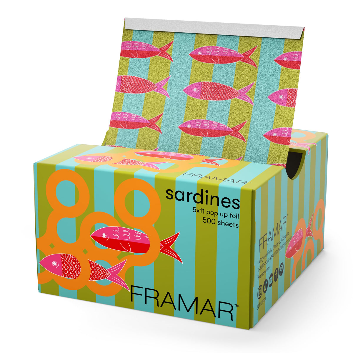 FRAMAR Multi Colour Sardine Hair Foil front view, showing vibrant design
