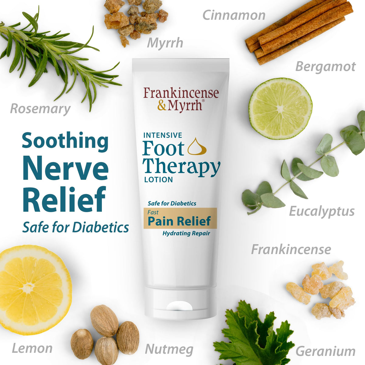 FRANKINCENSE & MYRRH Intensive Foot Therapy Lotion 3 oz with ingredients list
