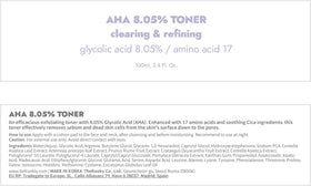 FRANKLY AHA 8.05% Toner packaging display