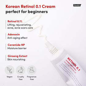 FRANKLY Retinol 0.1% Cream texture on fingertip