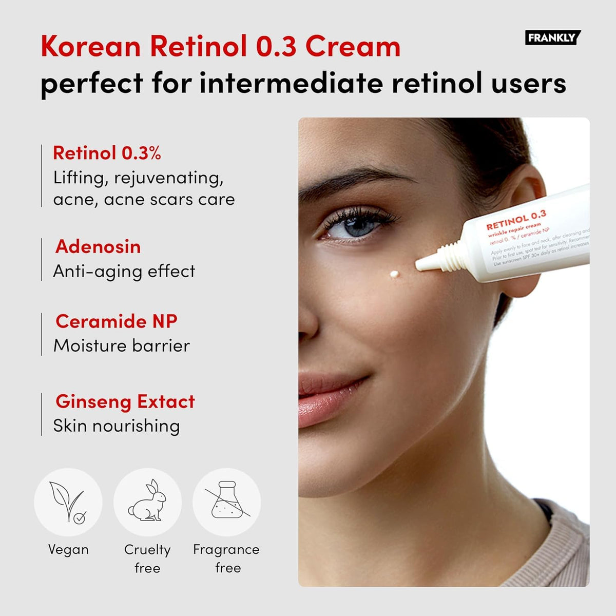FRANKLY Retinol 0.3% Cream side view showing texture