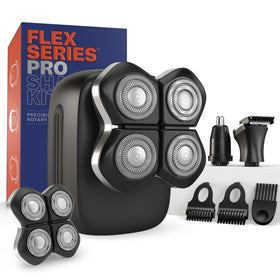 Freebird Electric Head & Body Hair Shaver front view with attachments