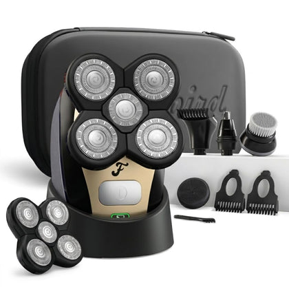 Freebird Electric Head & Body Hair Shaver front view with rotary blades