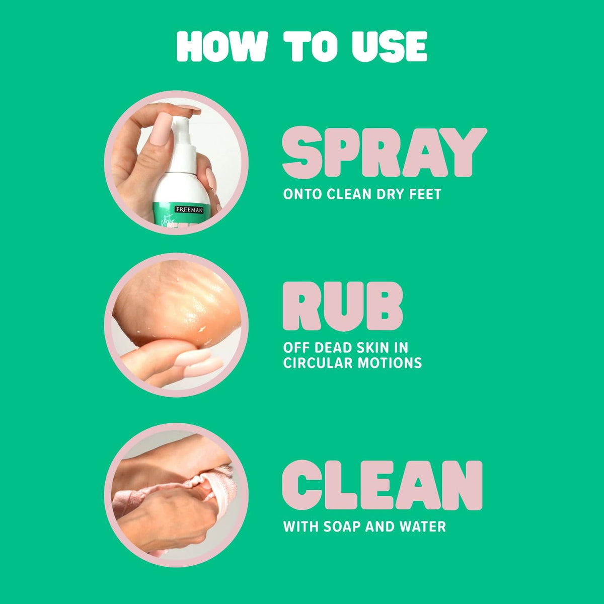 Freeman Flirty Feet Instant Foot Peeling Spray application on feet