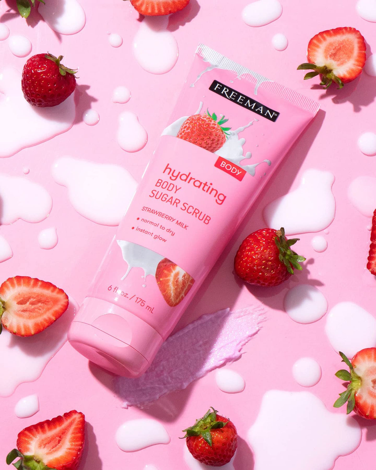 Freeman Hydrating Milk Body Sugar Scrub with strawberries