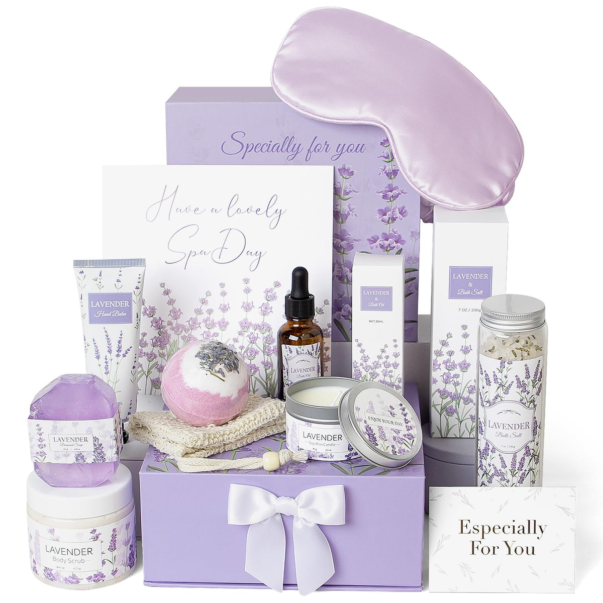 Frerdui Lavender Spa Gifts Set including bath salts and body scrub