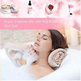 Frerdui Rose Spa Gift Set featuring handmade soap and bath bomb