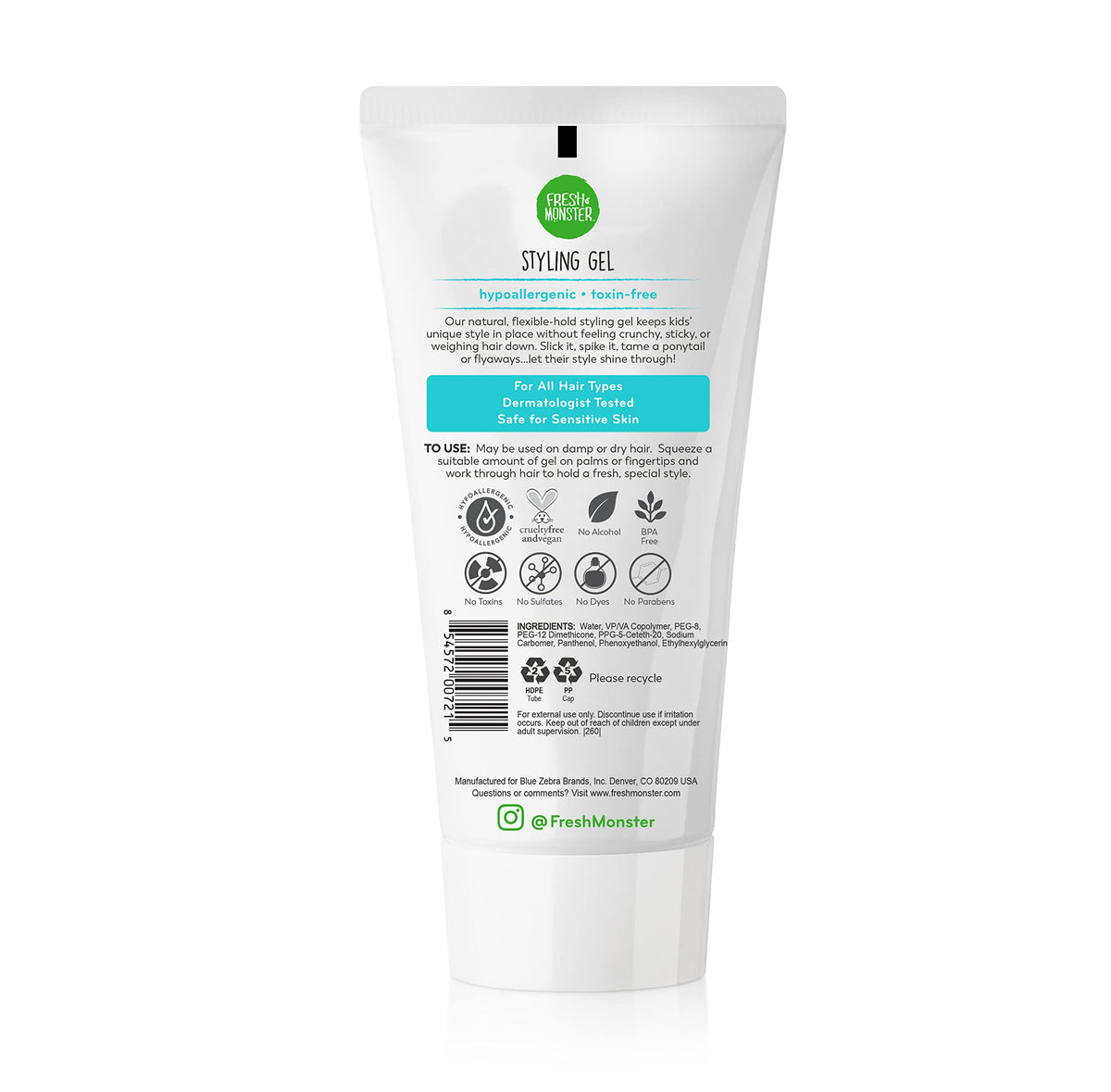 Fresh Monster Kids Hair Styling Gel tube side view