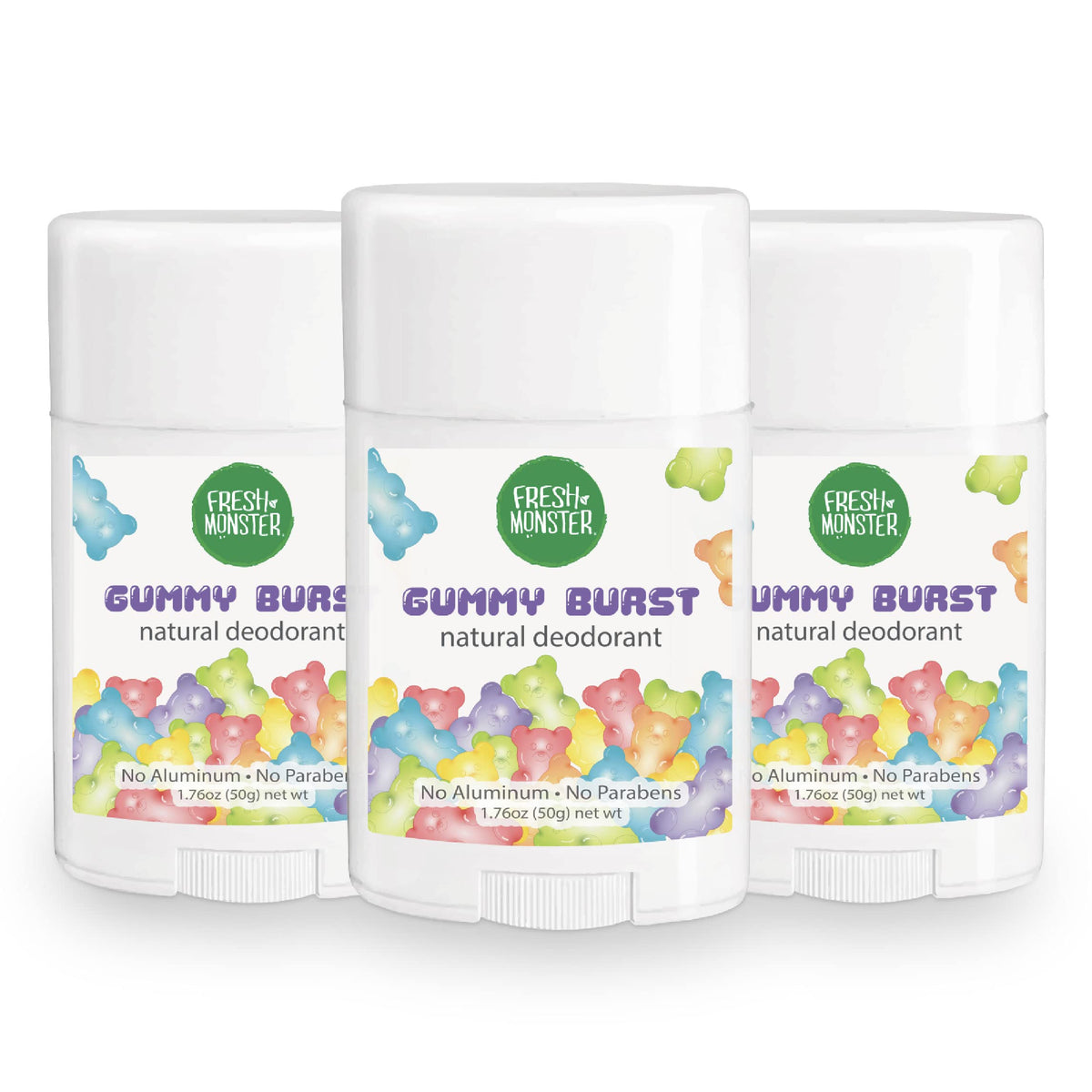 Fresh Monster Kids Natural Deodorant Gummy Burst front view