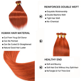 Fridnae 350 Colour Orange Straight Hair Bundle displayed with packaging