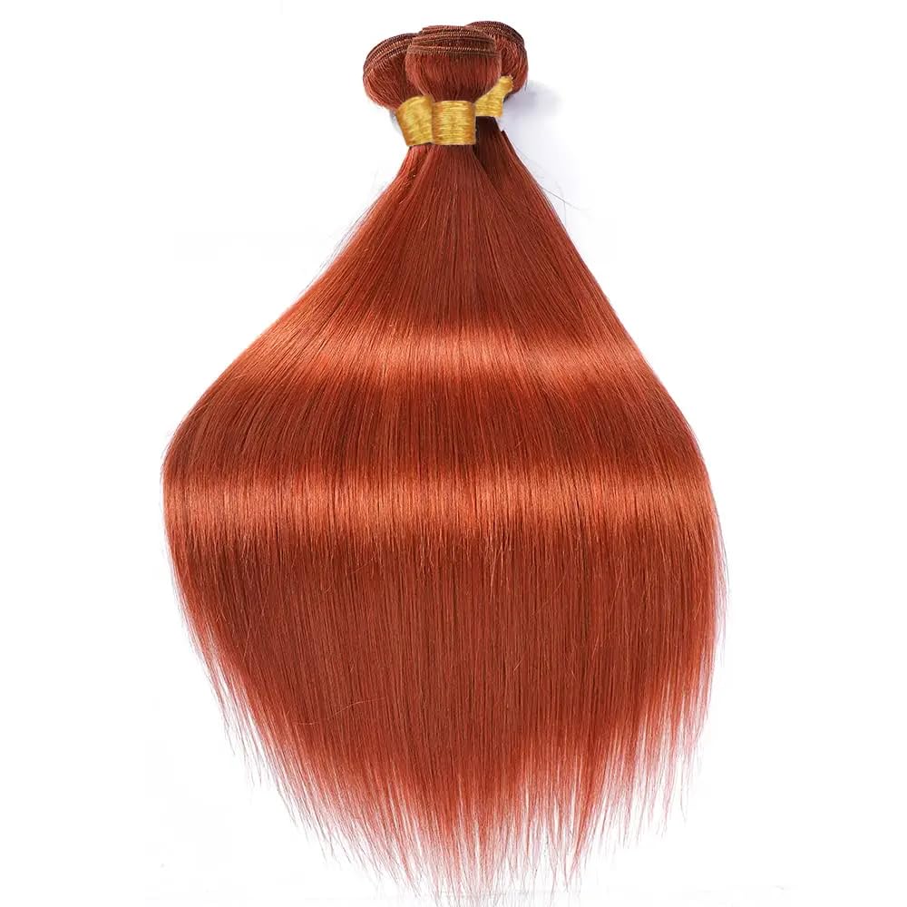 Fridnae 350 Colour Orange Straight Hair Bundle in natural light