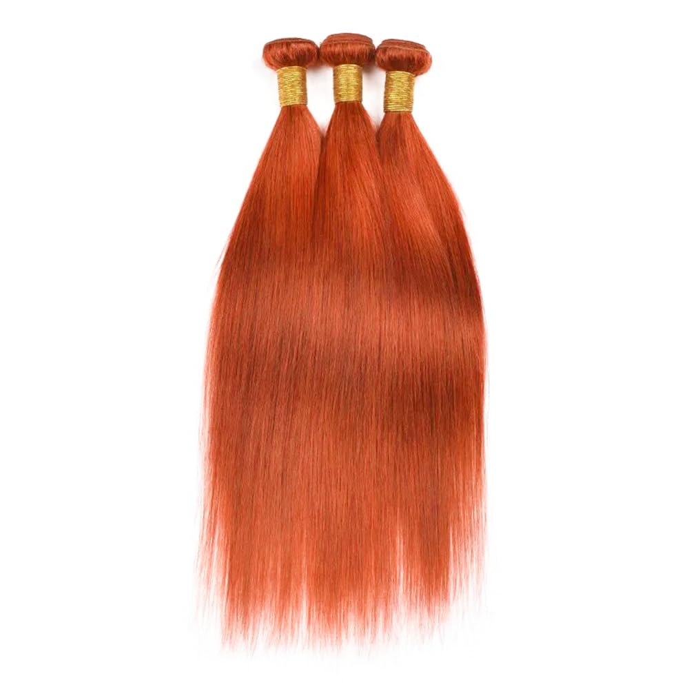 Fridnae 350 Colour Orange Straight Hair Bundle texture detail