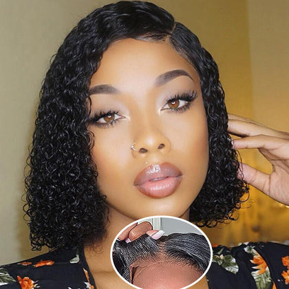 Fronbanis 8-inch glueless bob wig front view in natural black