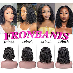 Fronbanis bob wig displayed with eyelashes and headband