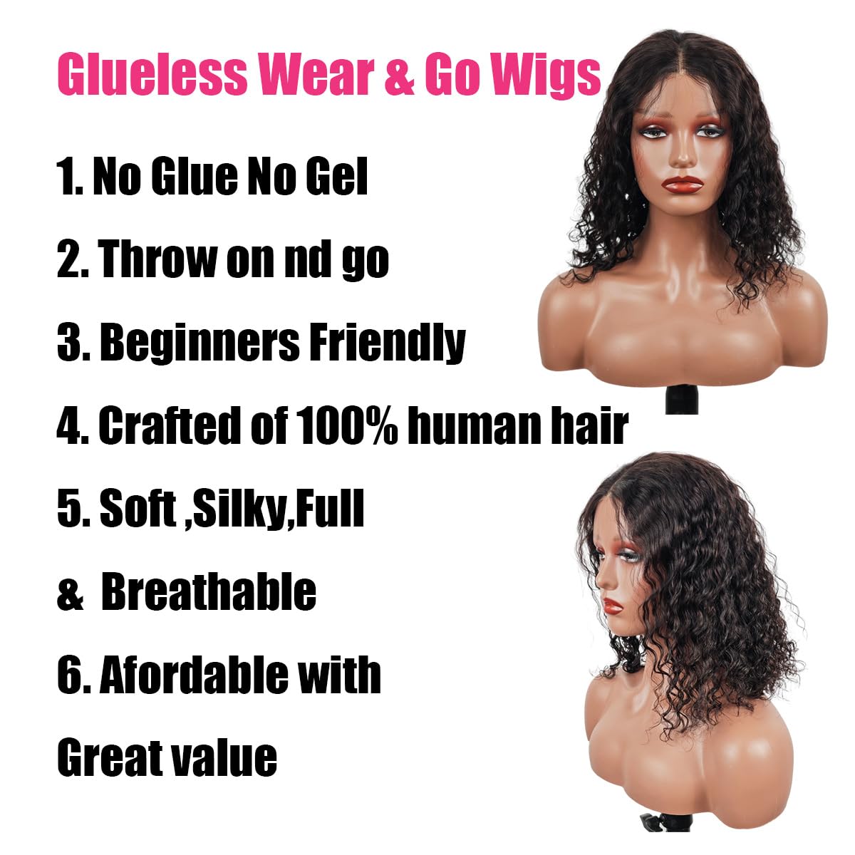 Fronbanis glueless bob wig with included headband and cap
