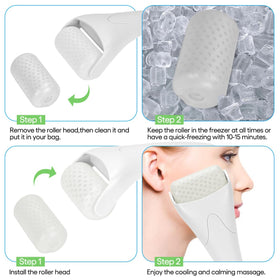 Fronnor Ice Roller for Face, in use on facial skin