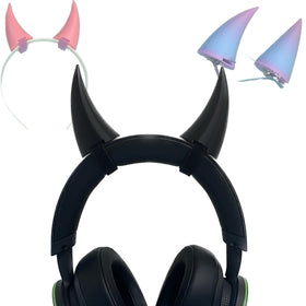 Front view of 2x demon horns in black colour