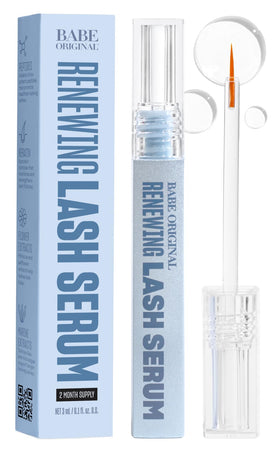 Front view of BABE ORIGINAL Renewing Lash Serum 3mL packaging