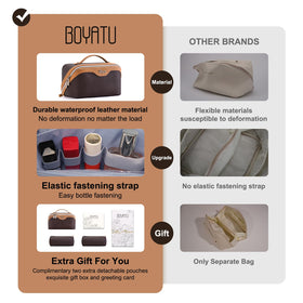 Front view of BOYATU travel makeup bag with handle