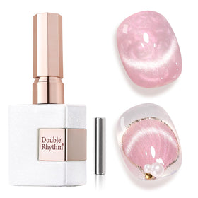 Front view of Double Rhythm Cat Eye Gel Nail Polish 15ML in Mermaid Pink