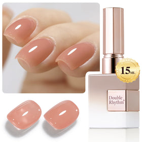 Front view of Double Rhythm Gel Polish Light Orange Pink 15ml bottle