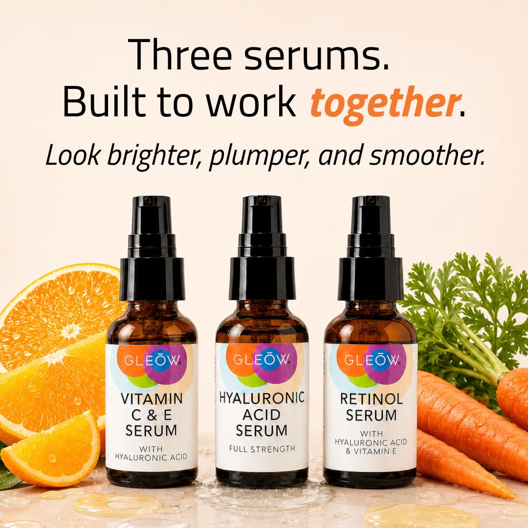 Front view of GLEOW Retinol Serum bottle