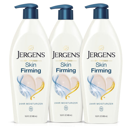 Front view of Jergens Skin Firming Body Lotion 16.8 Oz packaging